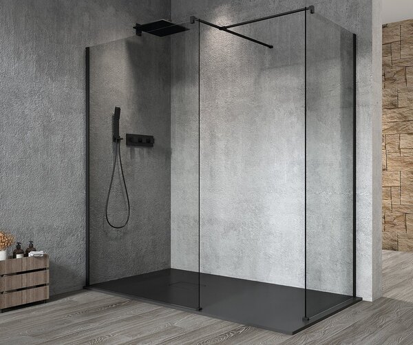 Gelco Gelco, VARIO BLACK paravan de duș dintr-o bucată pentru montaj pe perete, sticlă mată, 1100 mm, GX1411GX1014