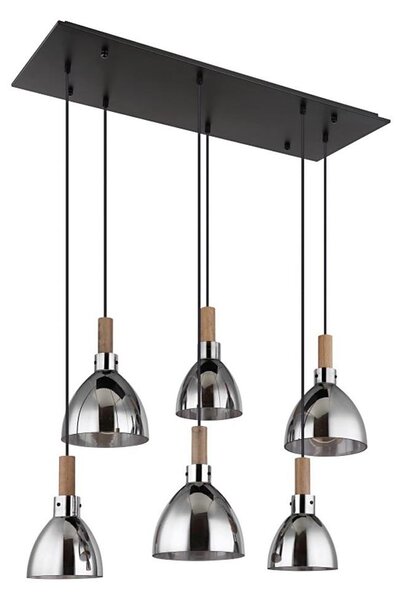 Globo 15550-6H - Lustră suspendată pe cablu MATTEA 6xE27/6W/230V negru/fumuriu