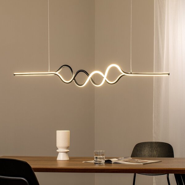 Milagro Lighting Lampă suspendată LED Ancona, metal, auriu/negru, 4.000 K, Auriu / Alamă, Camera de zi / sufragerie, Metal, Modern