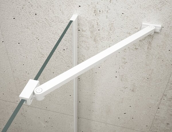 Erga Paris, suport de colț pentru paravane de duș cu grosimea sticlei 6/8/10 mm, lungime 45 cm, alb mat, ERG-V02-PARIS-BAR45-WH