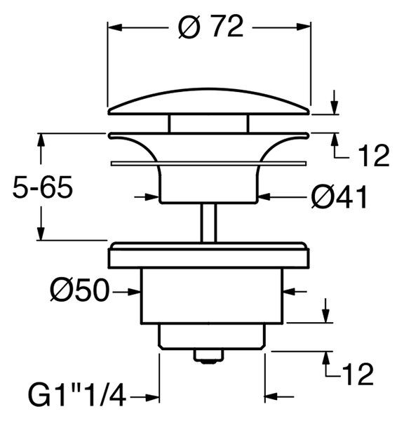 Sifon chiuveta GSI 5/4", click-clack, dop ceramic, alb, PCS11