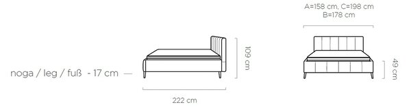 Pat RIVA SR 160x200, stofa catifelata violet - Whisper 14, cu suport s
