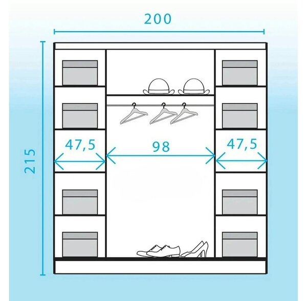 Dressing DENVER DEN3, casmir/stejar wotan, PAL, cu 4 usi, 200x59x215 c