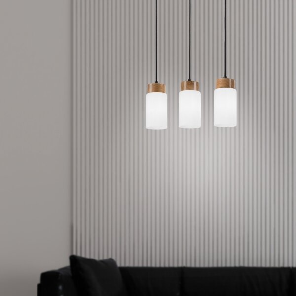 Lustră cu cablu MARKUS 3xE27/15W/230V negru/stejar