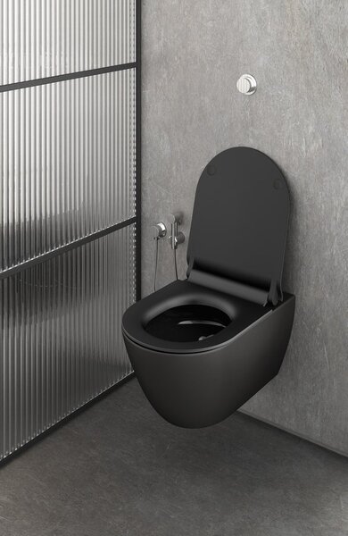 GSI, evacuare chiuveta GSI 5/4", neînchide, grosime 5-65 mm, capac ceramic, mat negru, PVC26