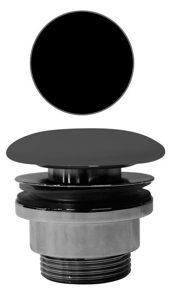 GSI, evacuare chiuveta GSI 5/4", neînchide, grosime 5-65 mm, capac ceramic, mat negru, PVC26
