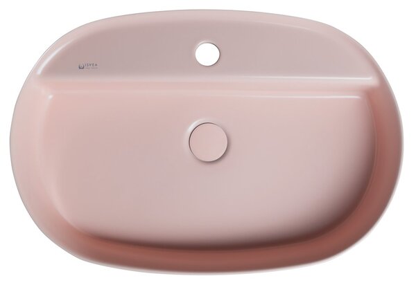 Isvea Isvea, Chiuveta blat ceramica INFINITY OVAL, 60x40 cm, roz somon mat, 10NF65060-2S