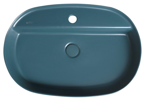 Isvea Isvea, chiuveta blat ceramica INFINITY OVAL, 60x40 cm, verde mat Petrol, 10NF65060-2P