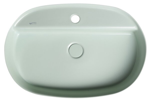 Isvea Isvea, chiuveta blat ceramica INFINITY OVAL, 60x40 cm, verde mat Menta, 10NF65060-2T