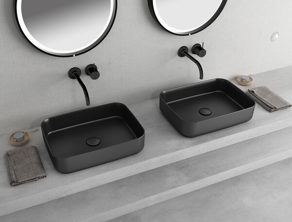Isvea Isvea, Chiuvetă de blat din ceramică INFINITY RECTANGLE, 50x36cm, negru, 10NF65050-2N