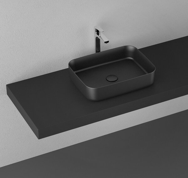 Isvea Isvea, Chiuvetă de blat din ceramică INFINITY RECTANGLE, 50x36cm, negru, 10NF65050-2N
