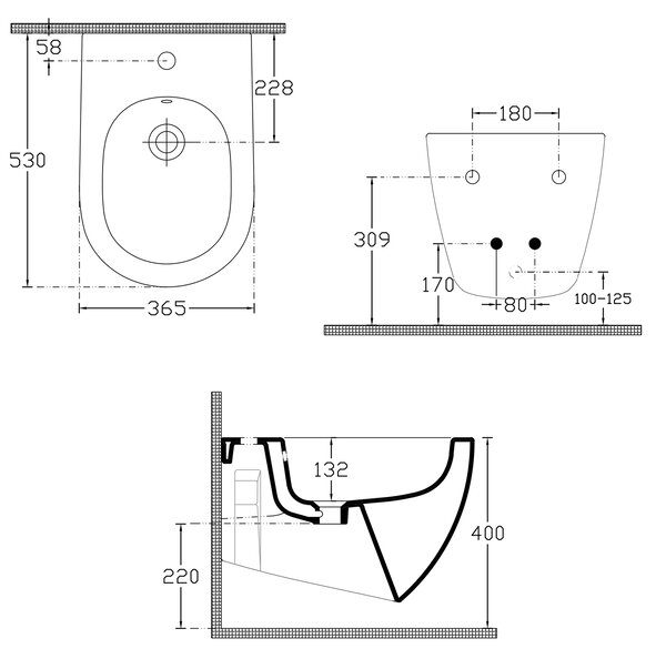 Isvea Isvea, bideu de perete INFINITY 36,5x53cm, alb mat, 10NF41001-2L