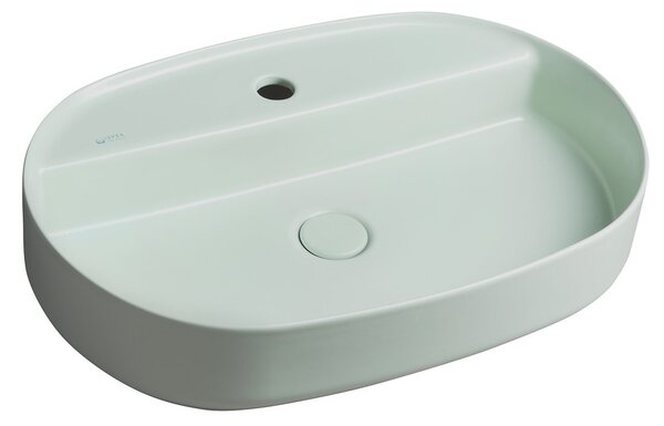 Isvea Isvea, chiuveta blat ceramica INFINITY OVAL, 60x40 cm, verde mat Menta, 10NF65060-2T