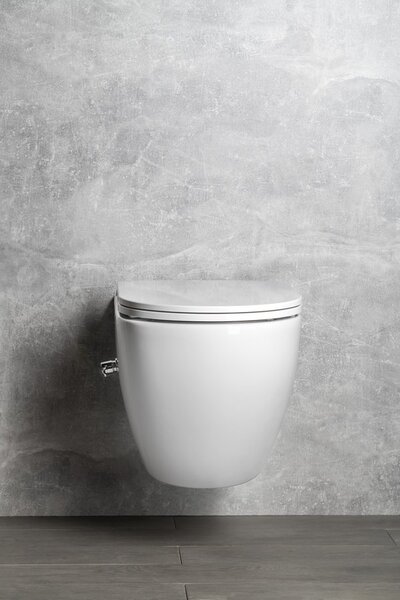 Isvea Isvea, vas WC suspendat INFINITY Rimless, robinet integrat si spray bideu 36,5x53 cm, alb, 10NFS1001I