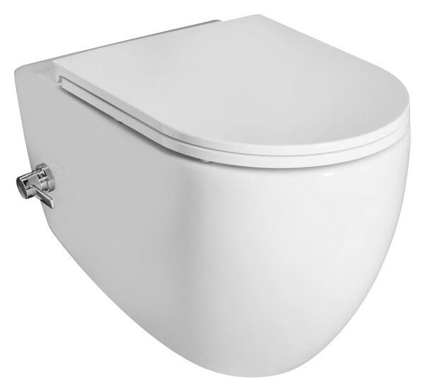Isvea Isvea, vas WC suspendat INFINITY Rimless, robinet integrat si spray bideu 36,5x53 cm, alb, 10NFS1001I