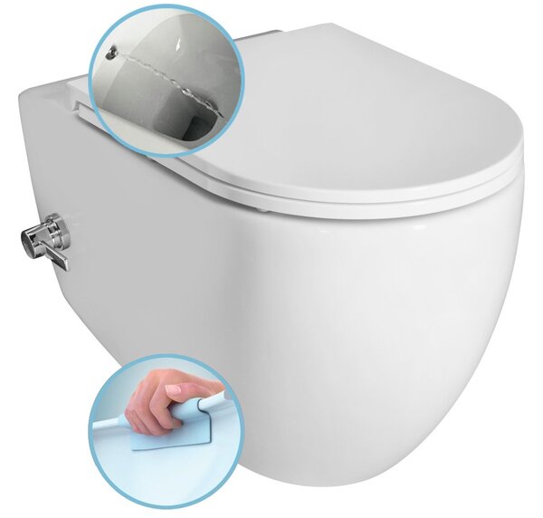 Isvea Isvea, vas WC suspendat INFINITY Rimless, robinet integrat si spray bideu 36,5x53 cm, alb, 10NFS1001I