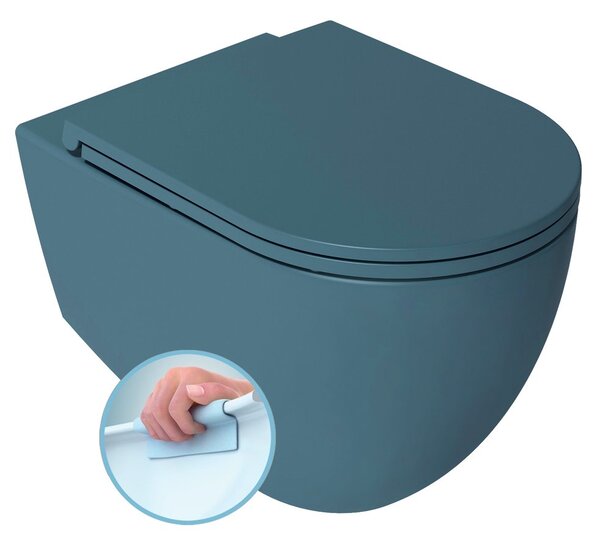 Isvea Isvea, vas WC suspendat INFINITY, fără ramă, 36,5x53cm, verde petrol mat, 10NF02005-2P