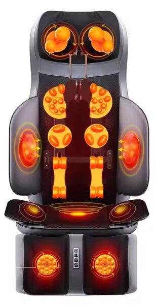 Saltea masaj corp intreg 5-in-1 cu role Shiatsu, vibratii si incalzire