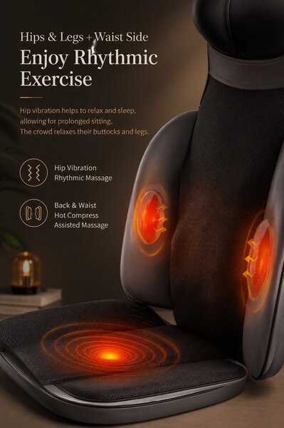 Saltea masaj corp intreg 5-in-1 cu role Shiatsu, vibratii si incalzire
