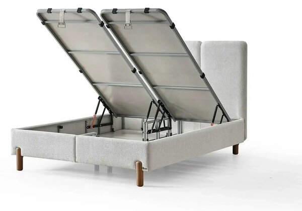Set pat cu saltea BOHEM 140x200, stofa crem - Gloria G0001, cu somiera