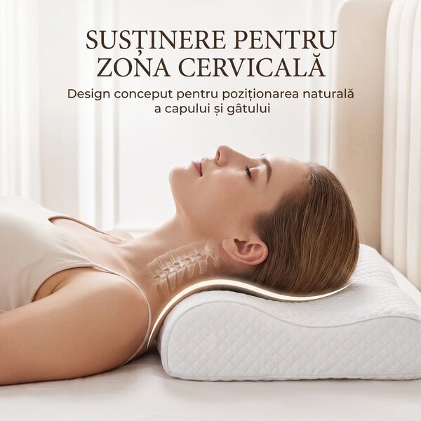 Perna cervicala ortopedica CERVI-SAN Memory Plus, doua inaltimi si sup