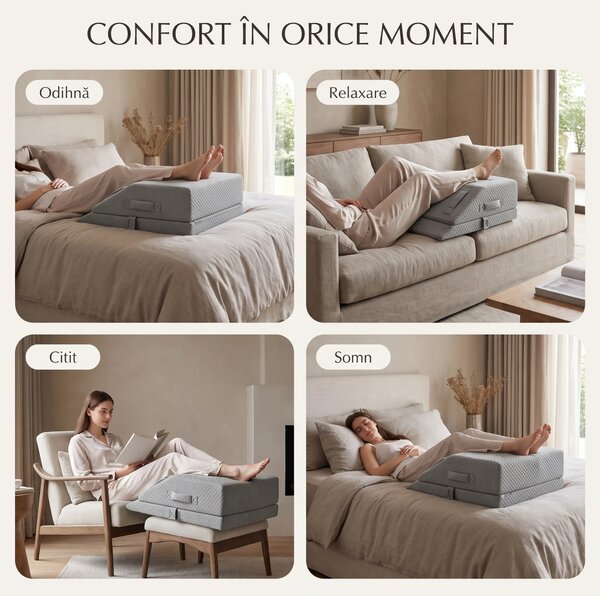 Perna ortopedica ridicare picioare memory foam, inaltime reglabila, hu
