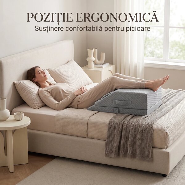 Perna ortopedica ridicare picioare memory foam, inaltime reglabila, hu