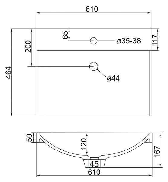 Mereo Mereo, Mailo, Dulap de baie cu chiuvetă din marmură turnată 61 cm, mâner negru, MER-CN520MB