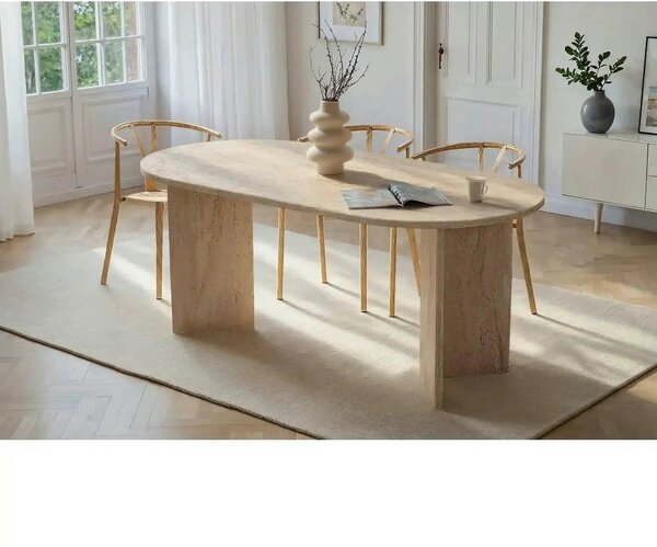 Masa SABLIN, travertin, PAL laminat, 180x90x75 cm