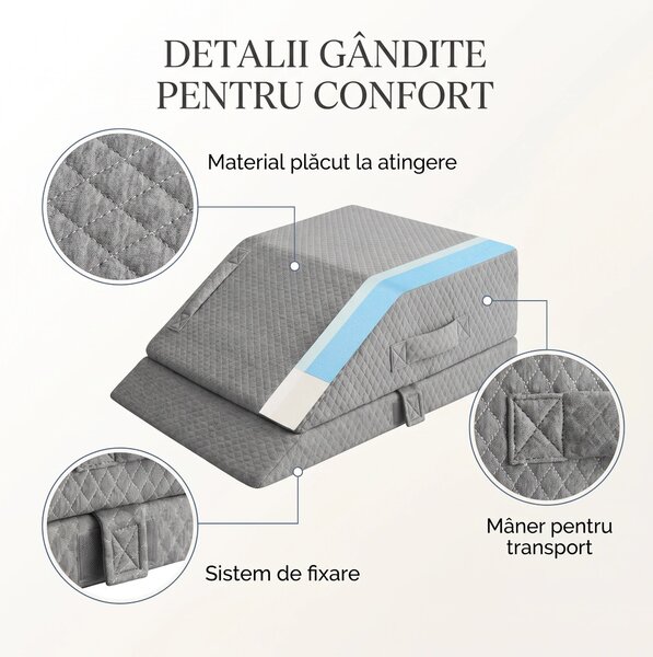 Perna ortopedica ridicare picioare memory foam, inaltime reglabila, hu