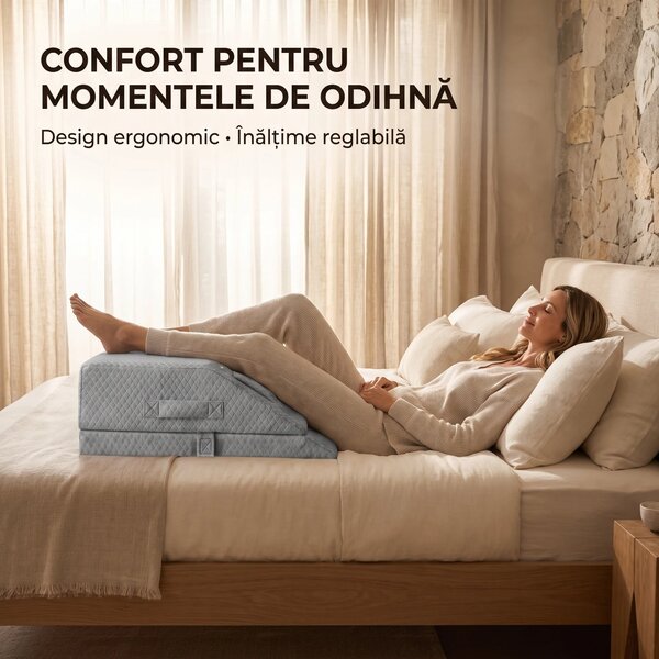 Perna ortopedica ridicare picioare memory foam, inaltime reglabila, hu