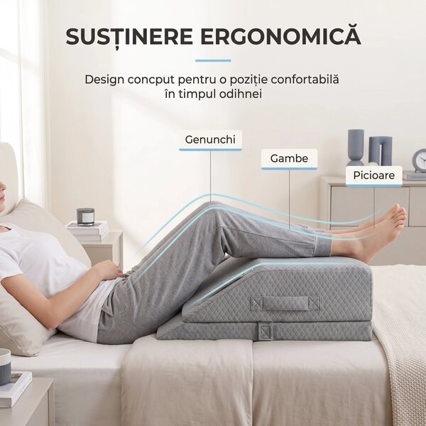 Perna ortopedica ridicare picioare memory foam, inaltime reglabila, hu