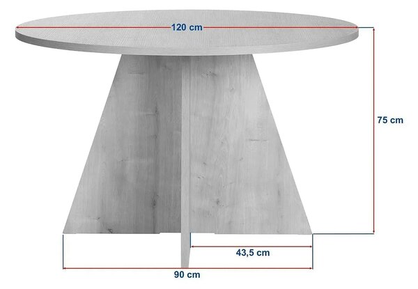 Masa VIRELLA, pin atlantic, PAL, 120x120x75 cm