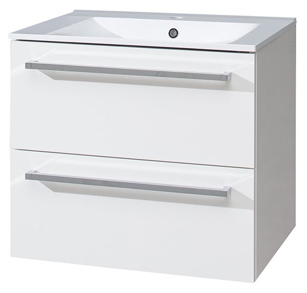Mereo Mereo, Bino, dulap baie cu chiuveta ceramica 61 cm, alb, stejar, MER-CN660