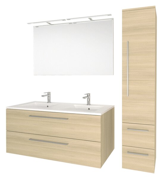 Mereo Mereo, Bino, dulap de baie înalt, dublu, 163 cm, alb, alb/stejar, MER-CN639