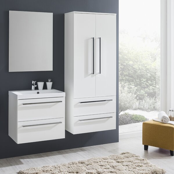 Mereo Mereo, Bino, dulap baie cu chiuveta ceramica 101 cm, alb, stejar, MER-CN662