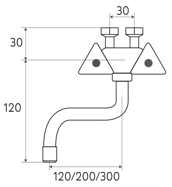 Mereo Mereo, Baterie pentru chiuveta montata pe perete cu brat tubular ø 16 mm, crom, MER-CBS301003M