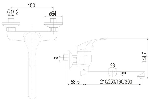 Mereo Mereo, Baterie pentru chiuvetă, liliac, cu braț plat drept 160 mm, crom, MER-CBEE30202