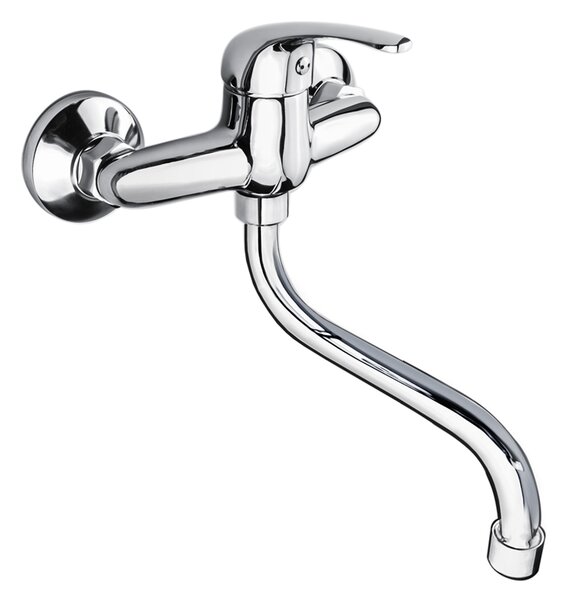 Mereo Mereo, Baterie pentru chiuveta montata pe perete, Liliac, cu brat tubular ø 18 mm - 300 mm, crom, MER-CBEE30106