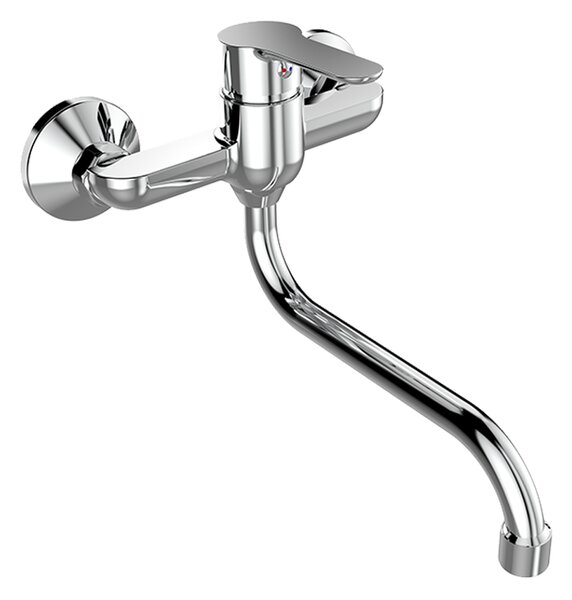 Mereo Mereo, Baterie pentru chiuveta montata pe perete, Zuna, cu brat tubular ø 18 mm - 200 mm, crom, MER-CB30101Z