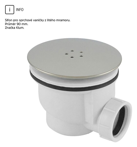 Mereo Mereo, Cadă de duș, pătrată, marmură turnată, fără picioare, albă, MER-CV35M