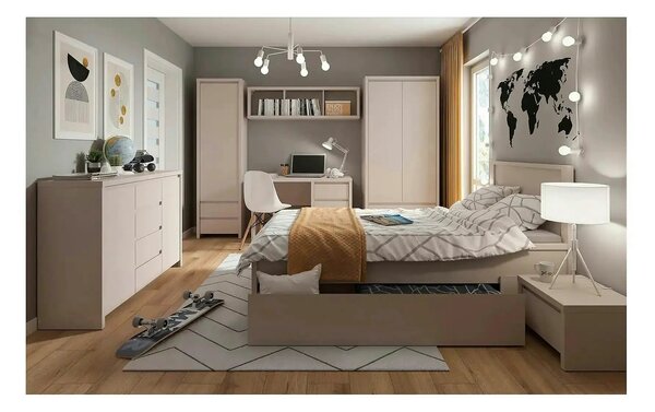 Dulap KASPIAN, casmir, PAL, cu 2 usi si 2 sertare, 90x56x201 cm