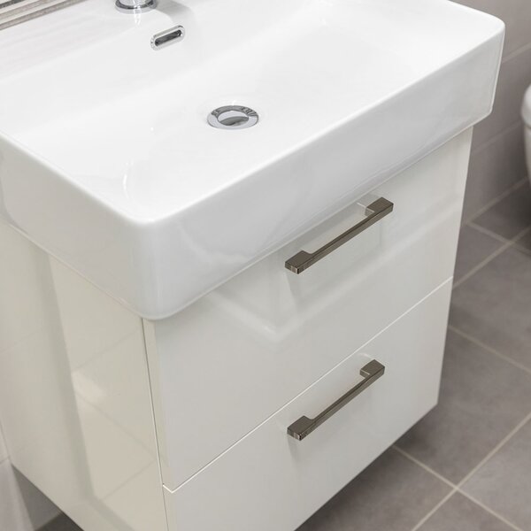 Mereo Mereo, Leny, dulap baie cu chiuveta ceramica 50 cm, alb, maner nou, MER-CN810N