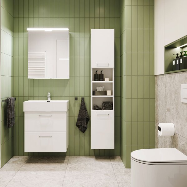 Mereo Mereo, Leny, dulap baie cu chiuveta ceramica 50 cm, alb, maner nou, MER-CN810N