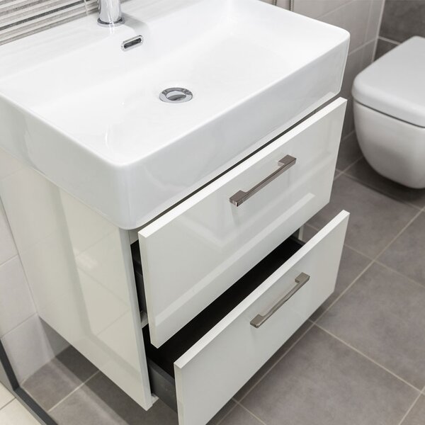 Mereo Mereo, Leny, dulap baie cu chiuveta ceramica 50 cm, alb, maner nou, MER-CN810N