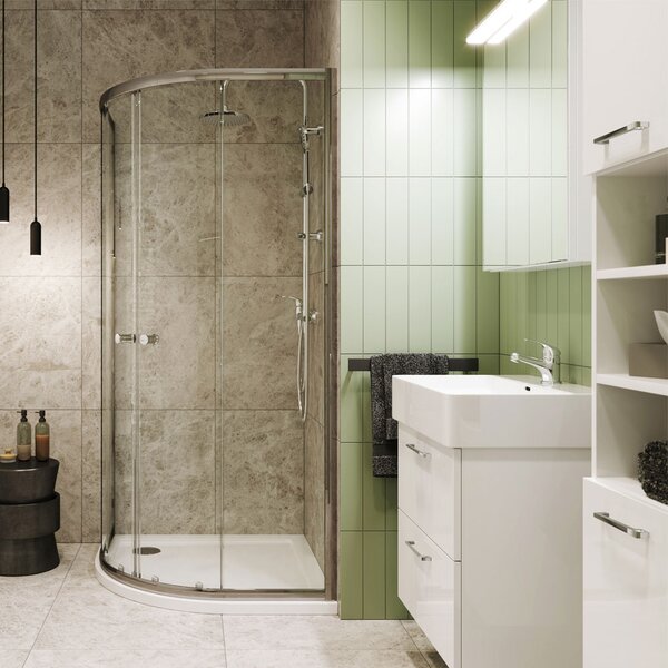 Mereo Mereo, Leny, dulap baie cu chiuveta ceramica 50 cm, alb, maner nou, MER-CN810N