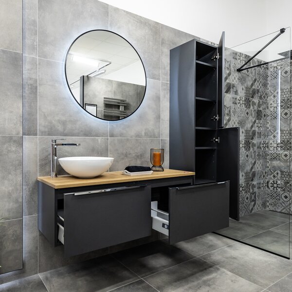 Mereo Mereo, Mailo, dulap baie cu chiuveta ceramica 61 cm, maner negru, MER-CN520B