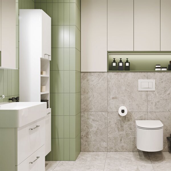 Mereo Mereo, Leny, dulap baie cu chiuveta ceramica 50 cm, alb, maner nou, MER-CN810N