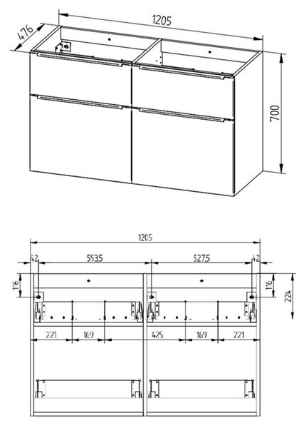 Mereo Mereo, Mailo, dulap baie cu chiuveta ceramica 121 cm, maner cromat, MER-CN513