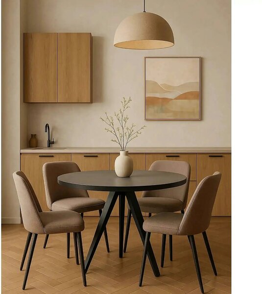 Masa extensibila LIBRA, gri mat/negru, ceramica/metal, 100/130x100x75
